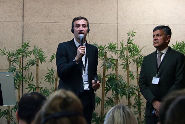 El director general del Gremi d'Hotels de Barcelona, Manel Casals, durant la seva intervenció a la cimera ReformBnB Barcelona.